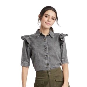 Who What Wear Gray Button Down Shirt